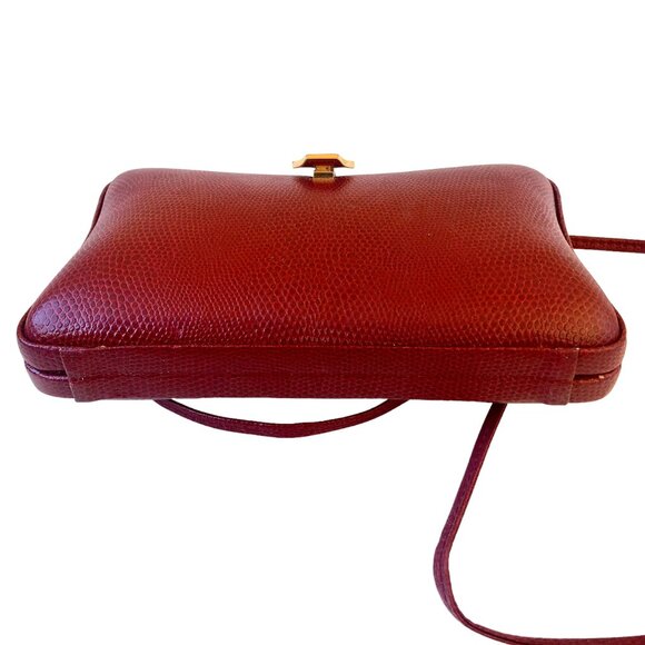 ELAN Vintage Red Snakeskin Print Hard Shell Crossbody Handbag or Clutch - Picture 11 of 15